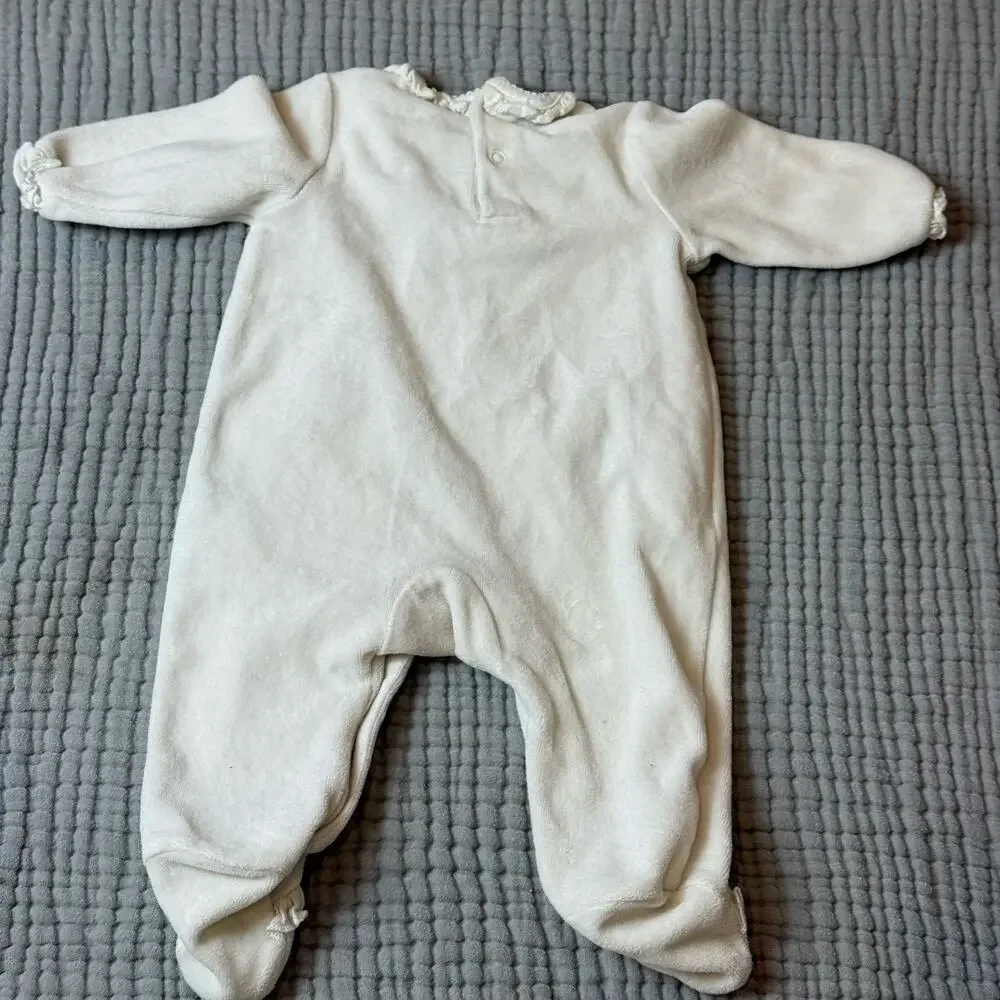 Rock a Bye Baby 0-3 Months Velour Sleeper Footie PJs Romper Outfit Baby Girl